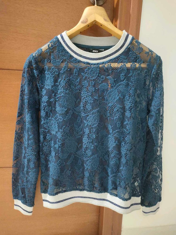 MAX Blue Lace Long Sleeve Top💙