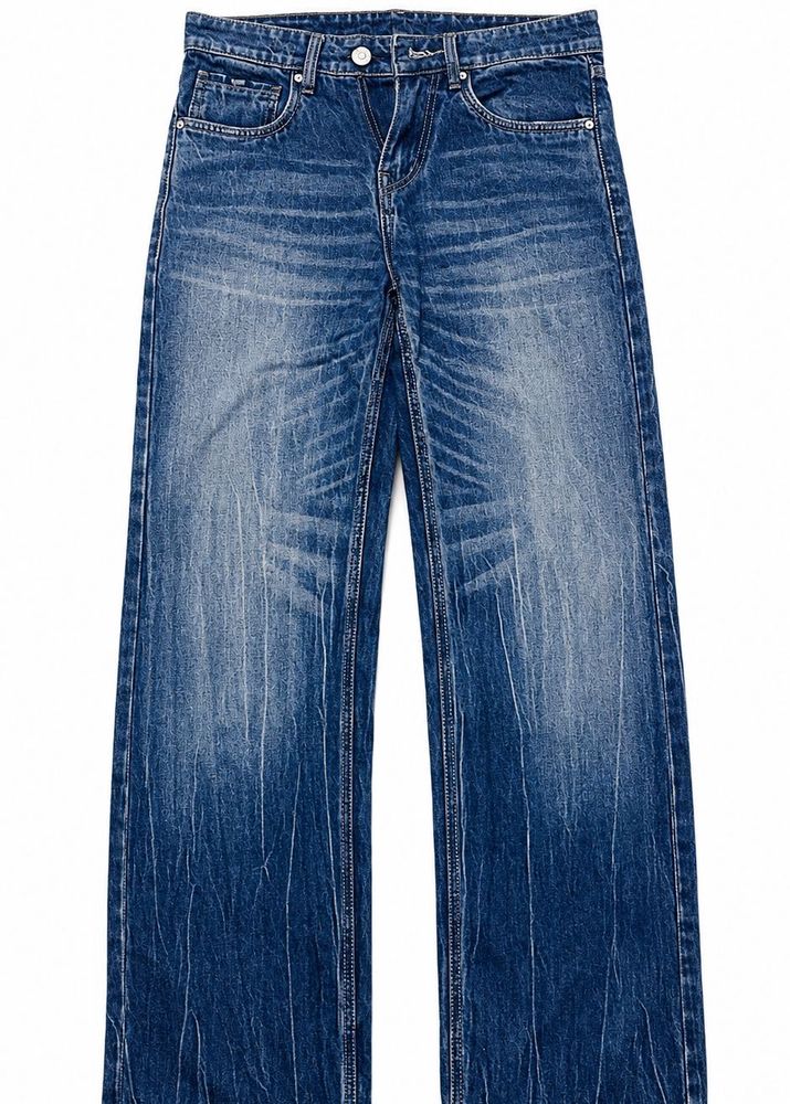 Washed Blue Wide Leg Jeans