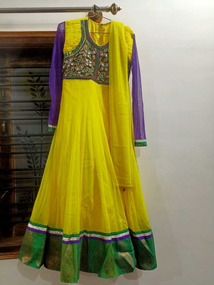 Elegant Yellow Anarkali Kurta Set