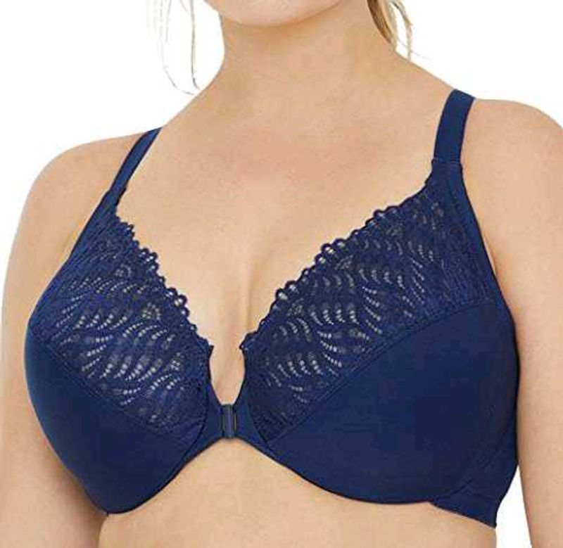 Glamorise Elegant Lace Trim Bra - Navy Blue