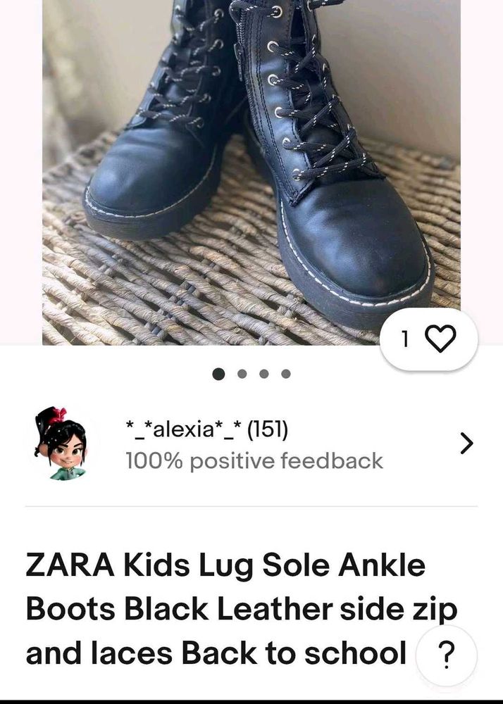 ZARA Kids Black Lug Sole Boots