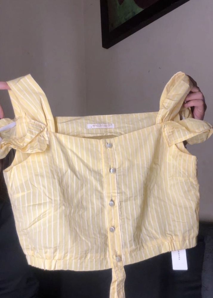 Cute Striped Yellow Crop Top