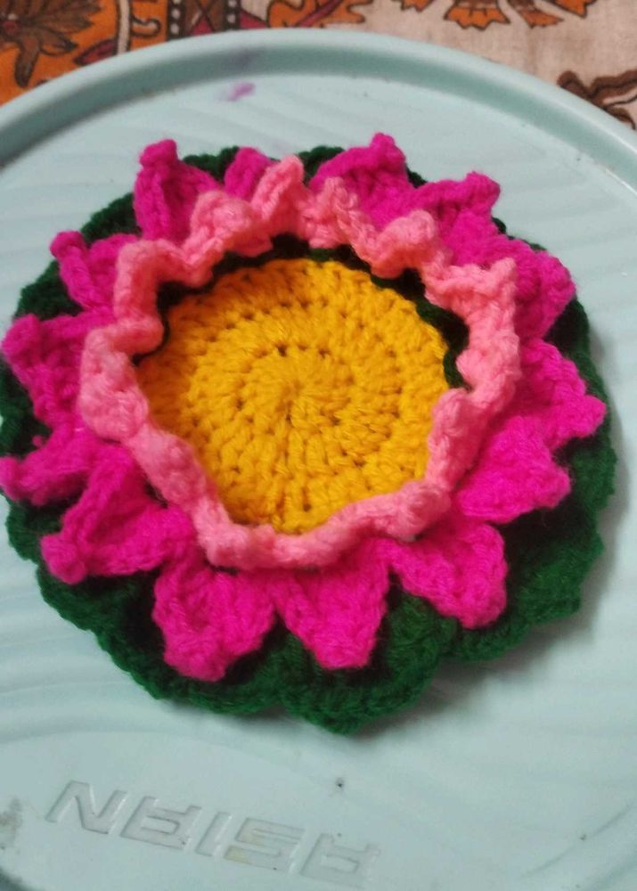 Handmade Crochet Flower Showpiece. .mat, coaster.