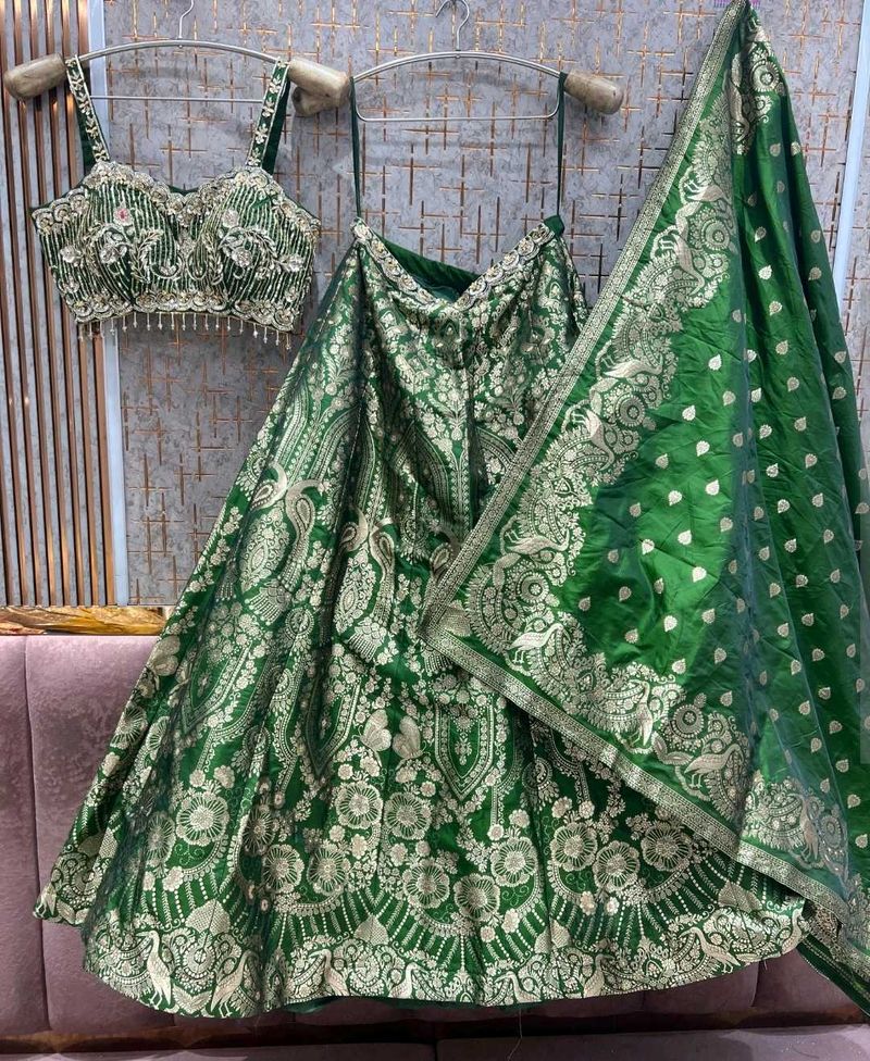 Stunning Green Embroidered Lehenga Set