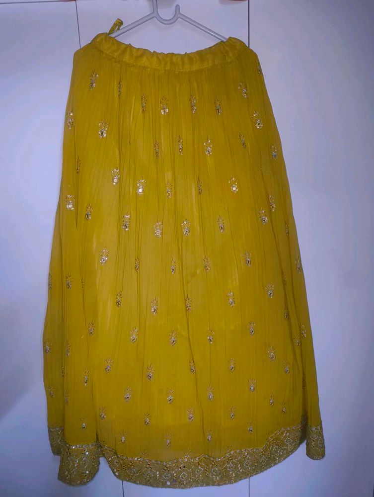 Mustard Yellow Embroidered Lehenga Choli Set
