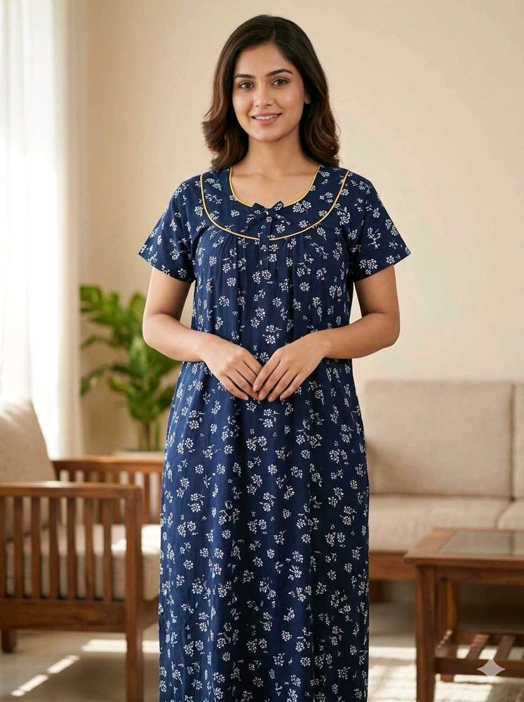 Comfortable Navy Floral Nightgown