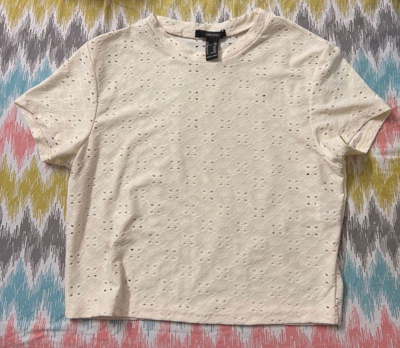 Forever 21 Eyelet Cropped Top