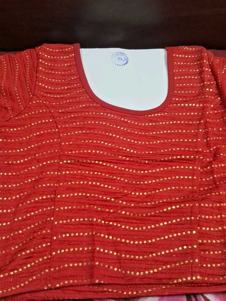Red Sequined Blouse