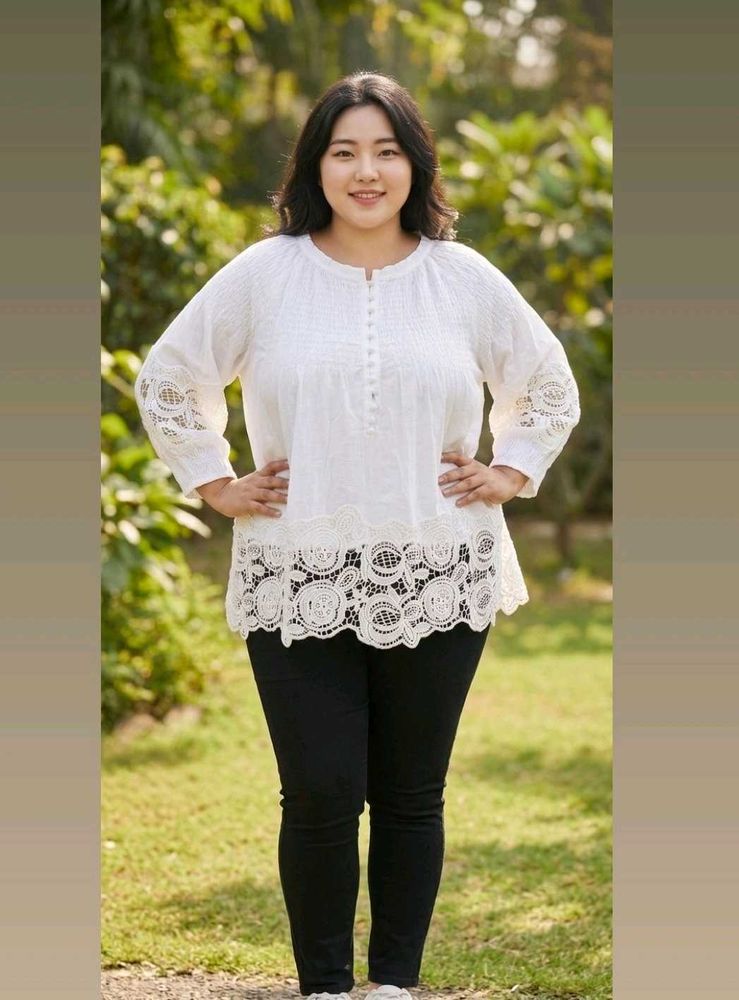 Korean White Top Bust 54 Plus Size