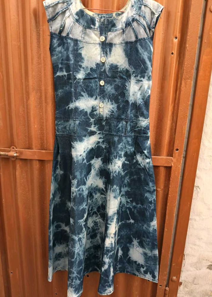Tie-Dye Denim Midi Dress