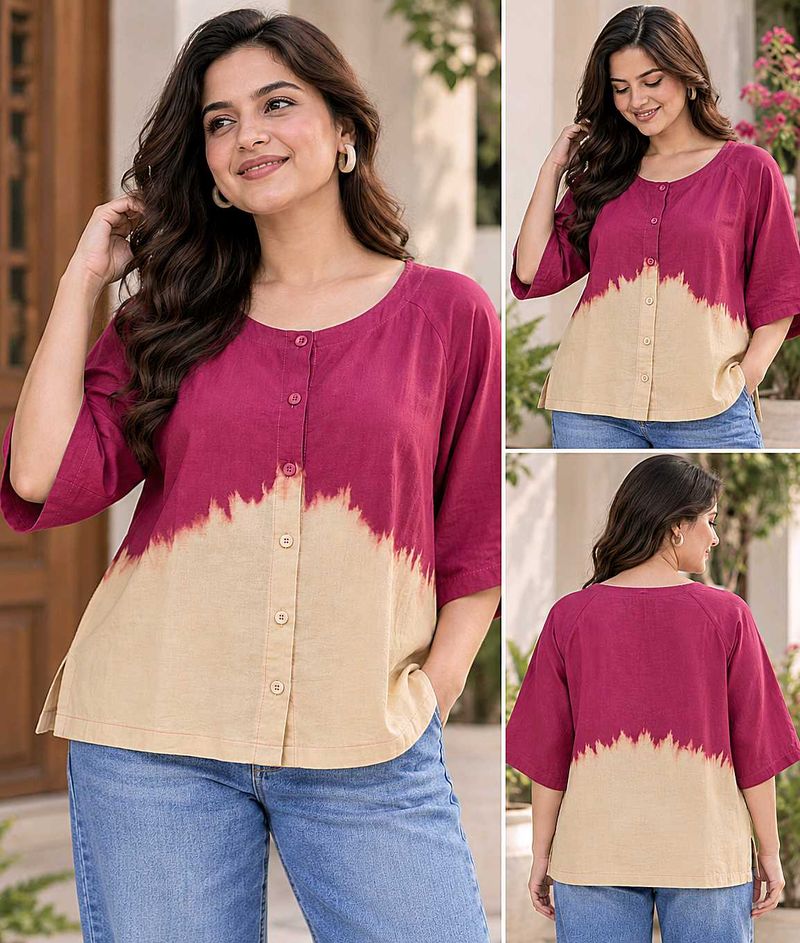 Stylish Tie-Dye Button-Up Top