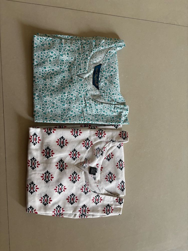 Set of 2 Printed Cotton Kurtas