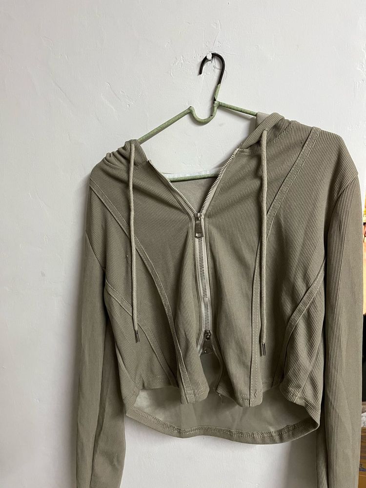 Cropped Zip-Up Hoodie