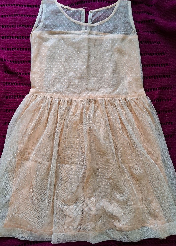 Girl's Cream Colour Net Frock