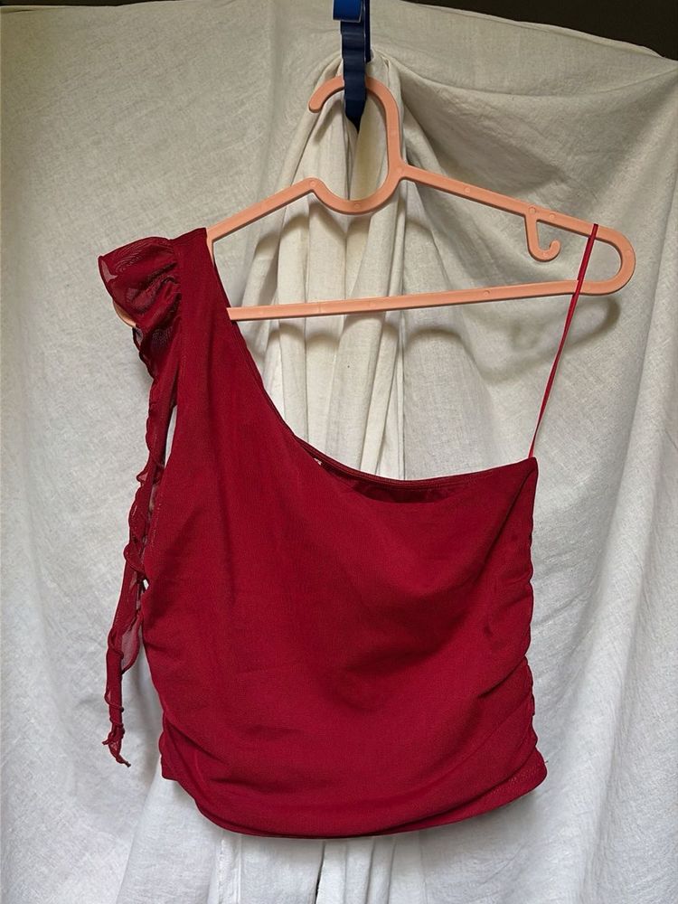 Maroon One-Shoulder top