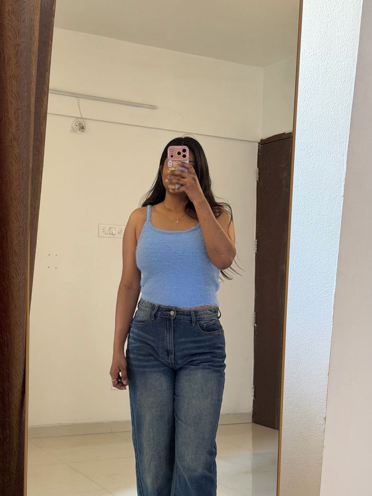 Blue Cropped Tank Top