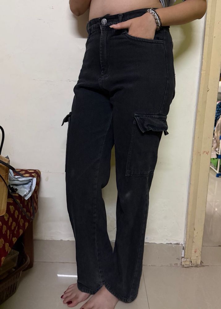 Black Cargo Jeans