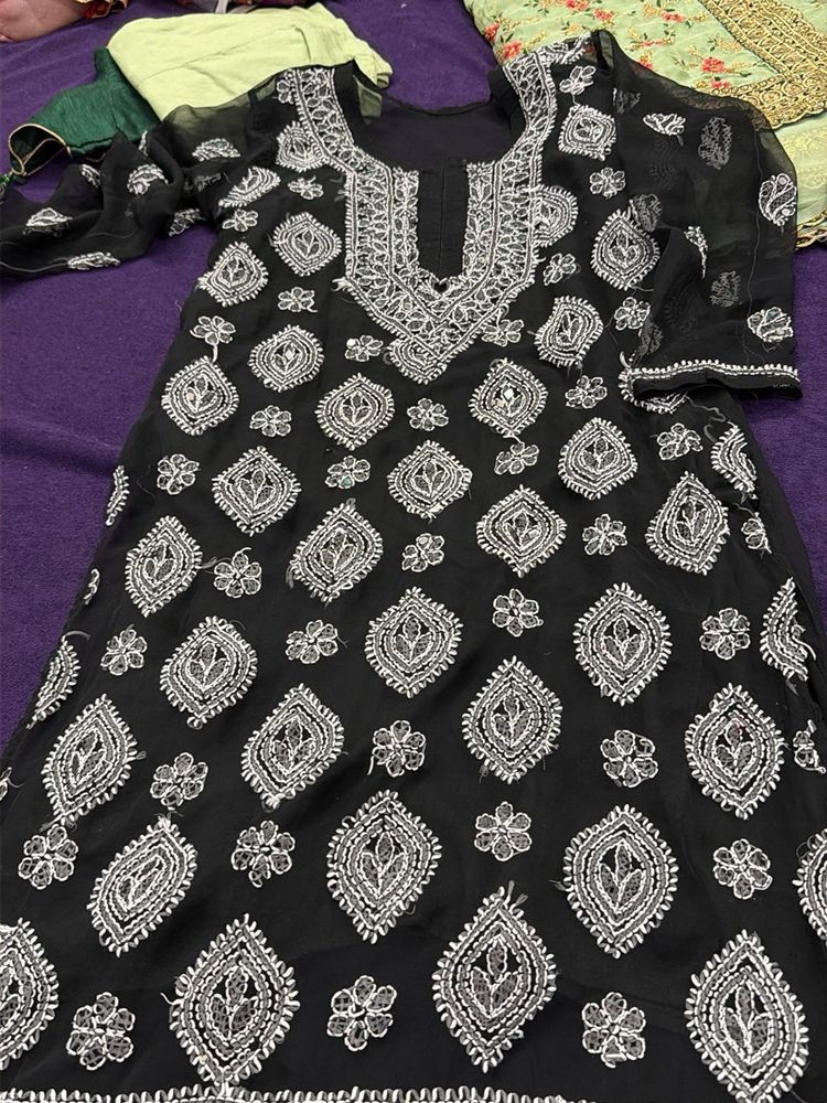 Elegant Black Chikankari Kurta