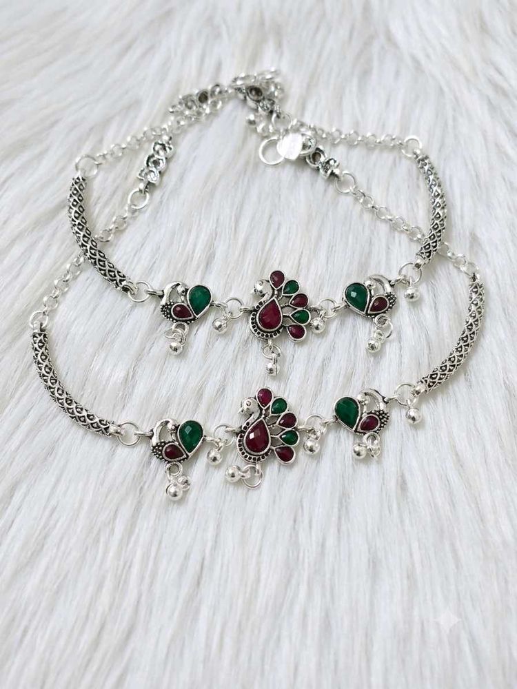 Designer Peacock Anklets adjustable type