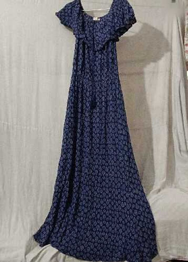 Navy Blue Floral Maxi Dress