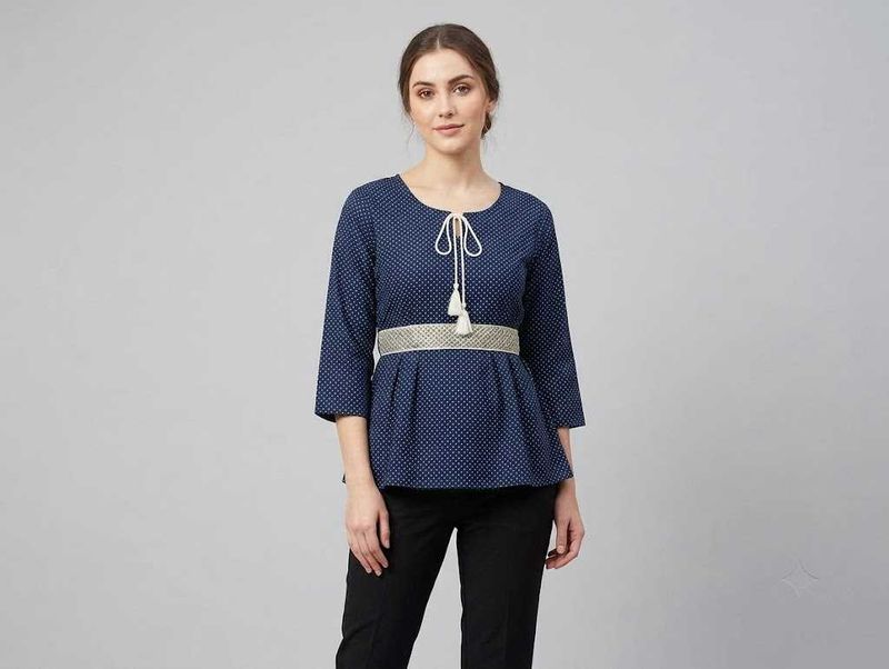 Stylish Blue Kurta with Tassels