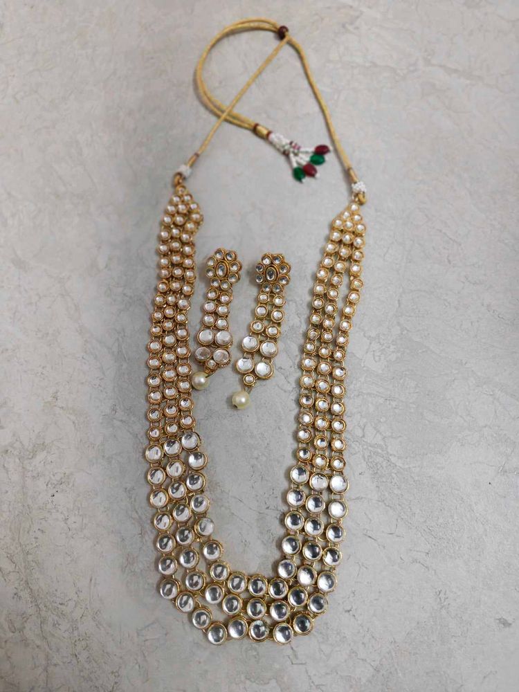 Elegant Pearl &amp; Kundan Necklace Set