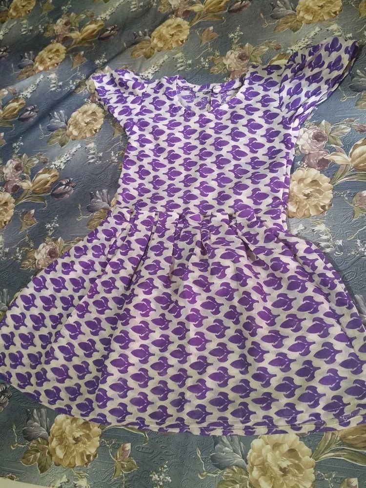 Purple Patterned Fit &amp; Flare Dress