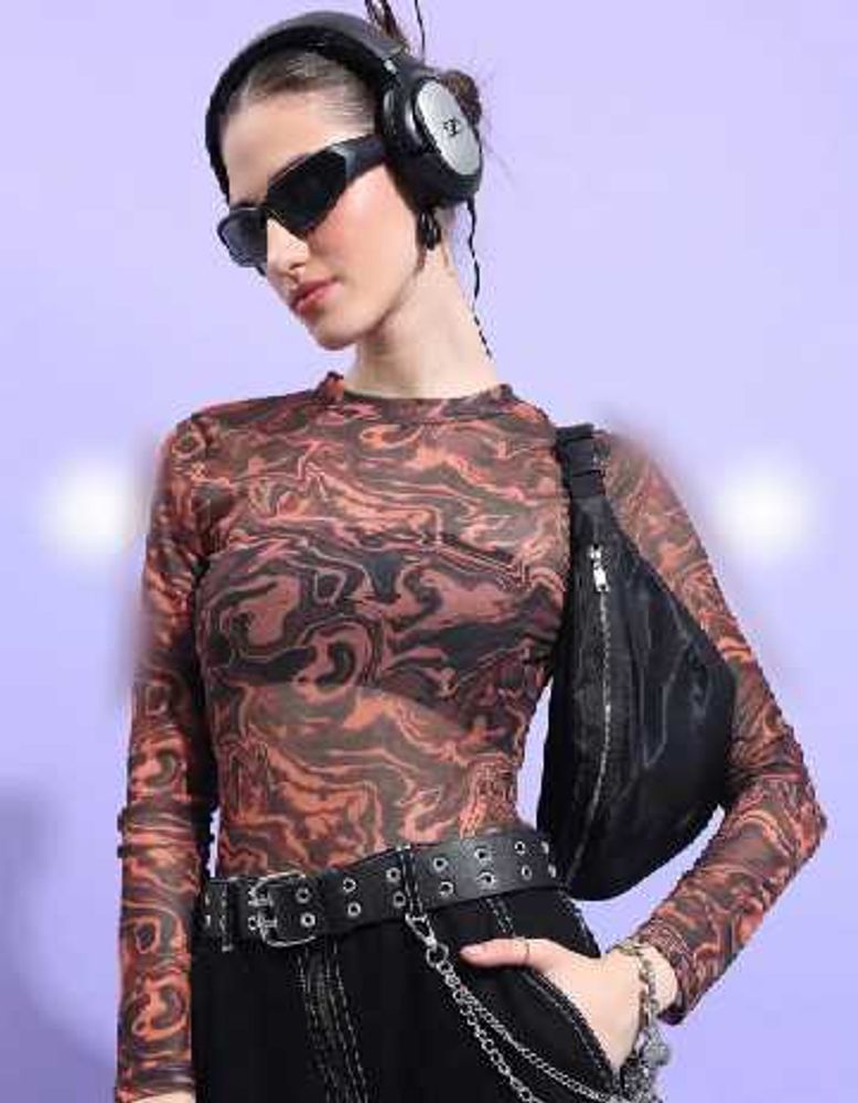 y2k Mesh Long Sleeve Top
