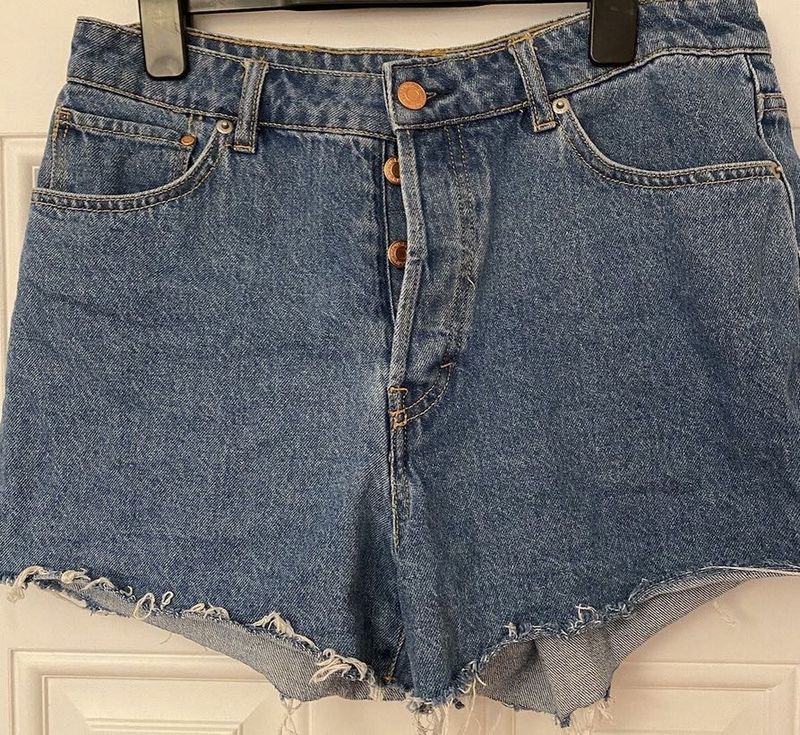 H&amp;M High Waist Vintage Denim Shorts Button Fly