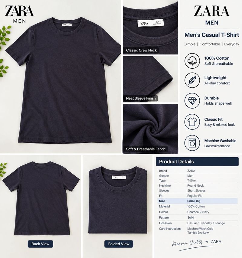 brown Zara men’s T-shirt