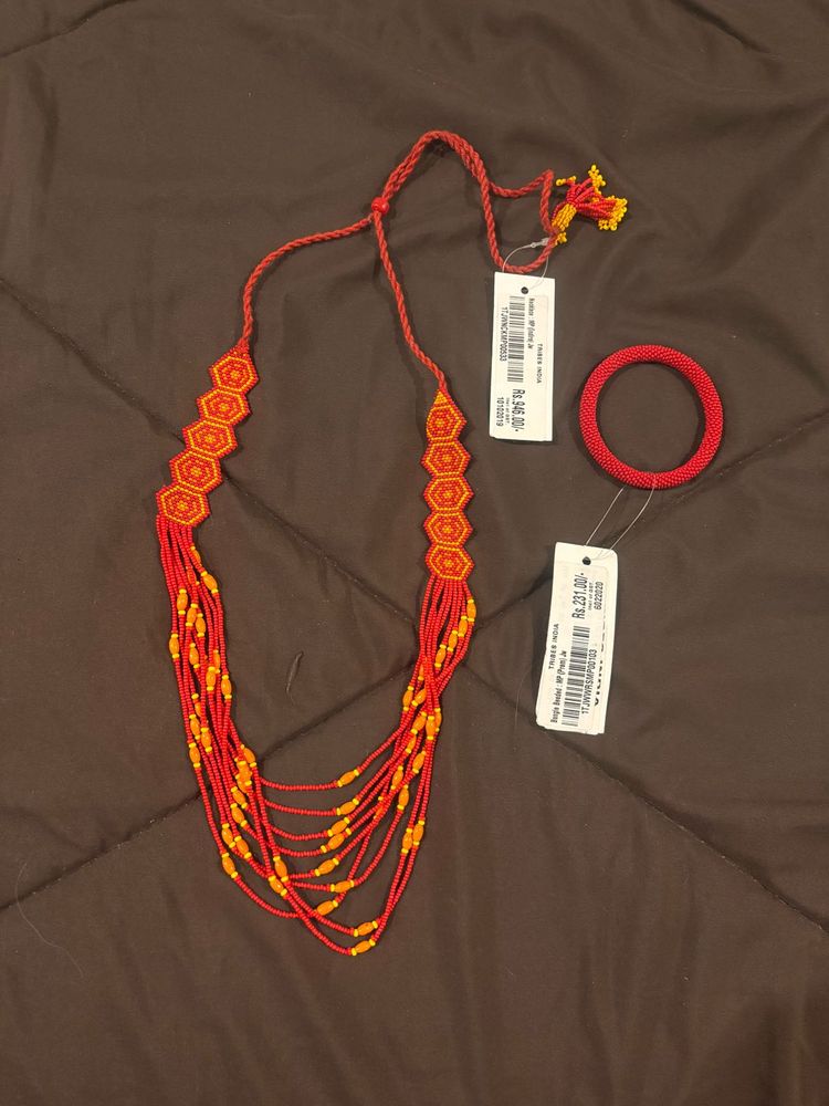 🆕 Beaded Long Chain With Single Bangle