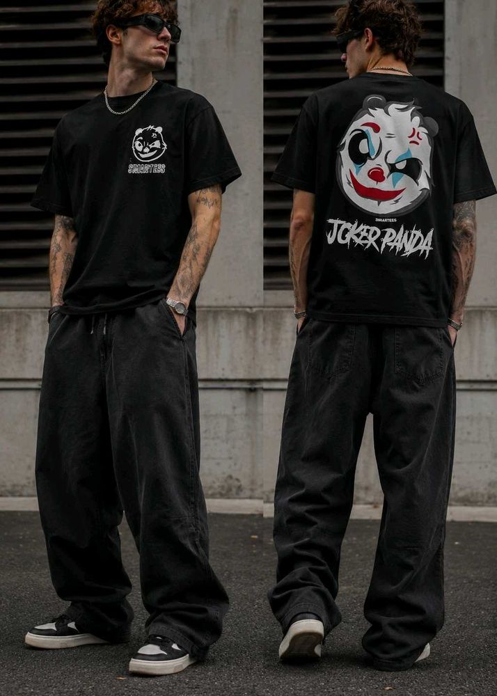 printed black oversized premium T shirt