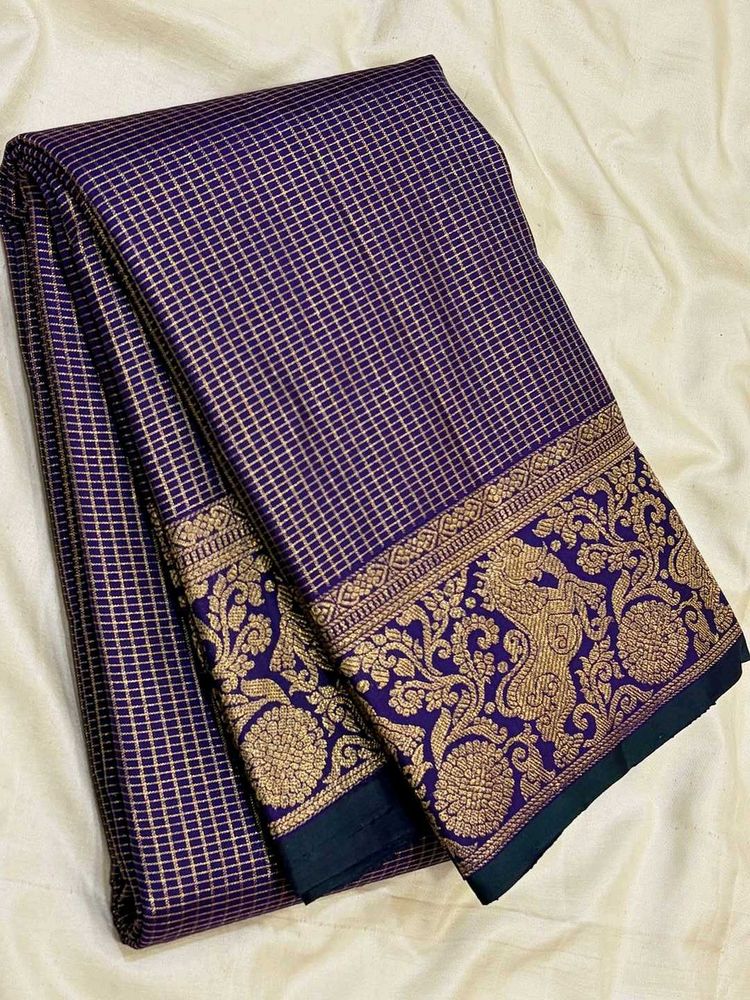 Elegant Purple &amp; Gold Kanjeevaram Saree
