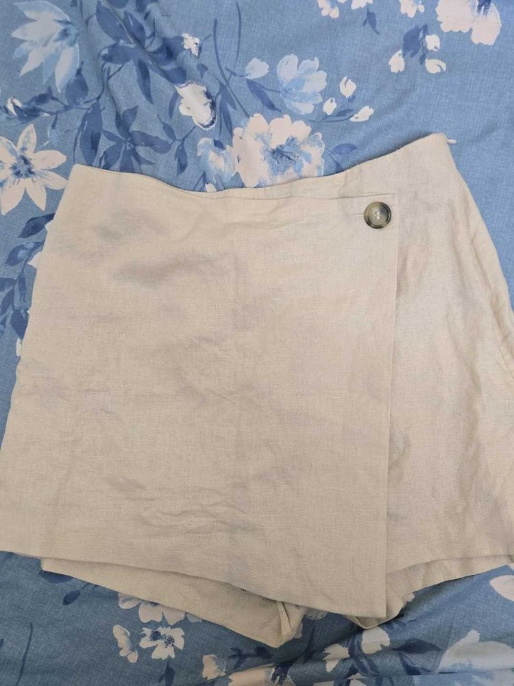 Linen Wrap Skirt Shorts