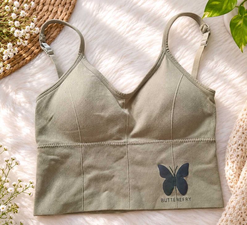 Comfortable Sports Brallete with Butterfly Detail
