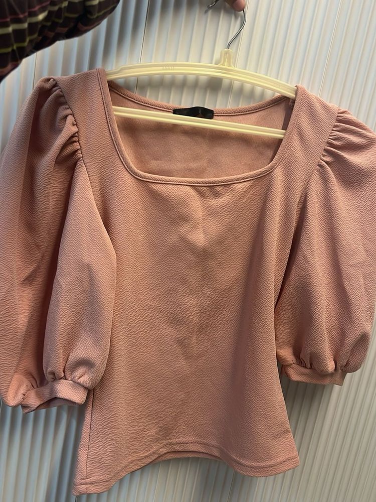 square neck top with ballon sleeves