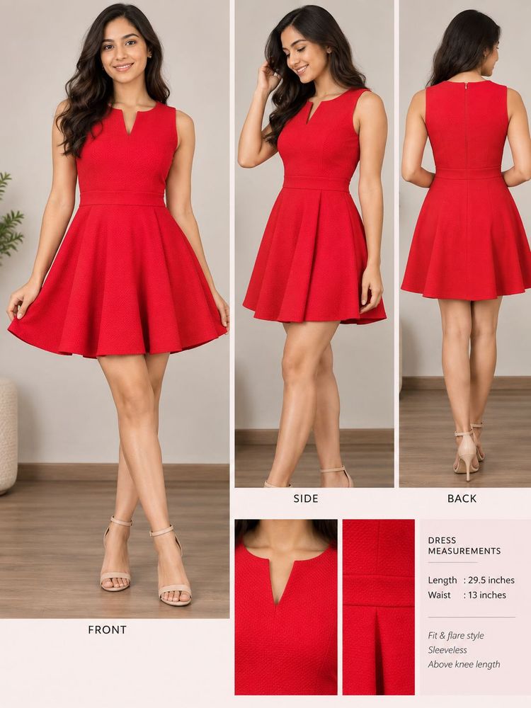 Red Flared Fit and Flare Dress