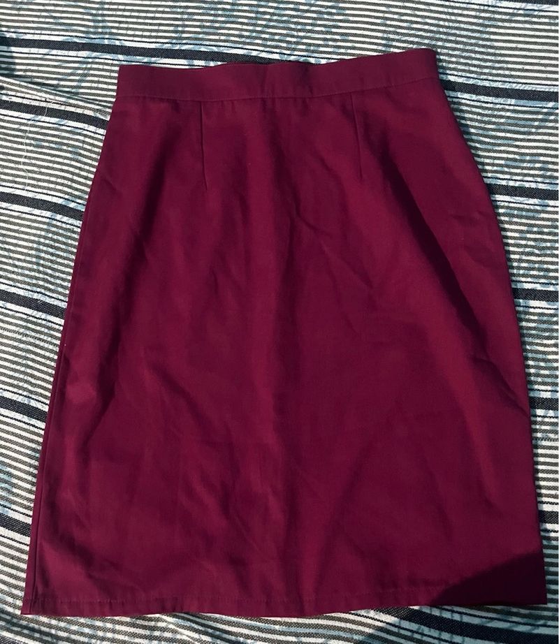 Burgundy Midi Skirt