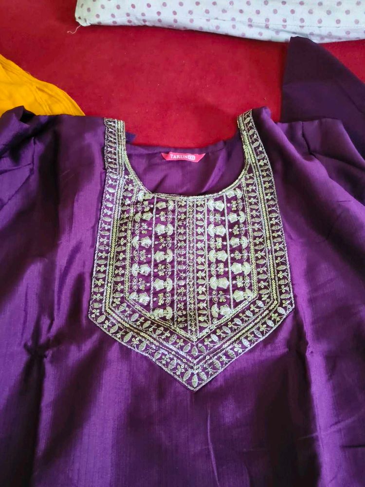 Embroidered Purple Kurti
