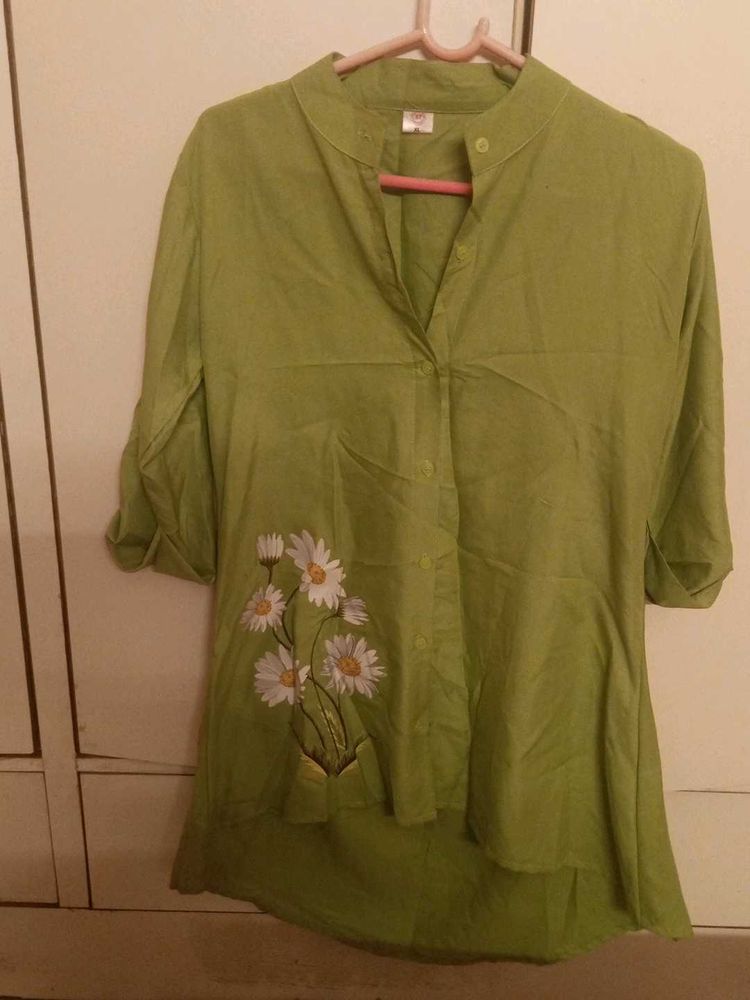 Lime Green Embroidered Kurta