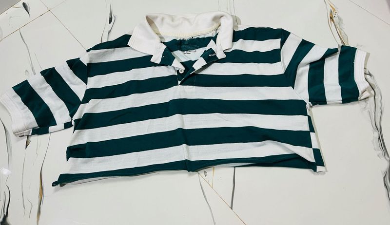 Striped Cropped Rugby Tshirt