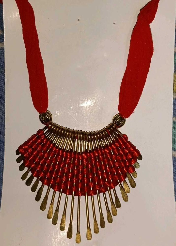 Red Ethnic Statement Necklace
