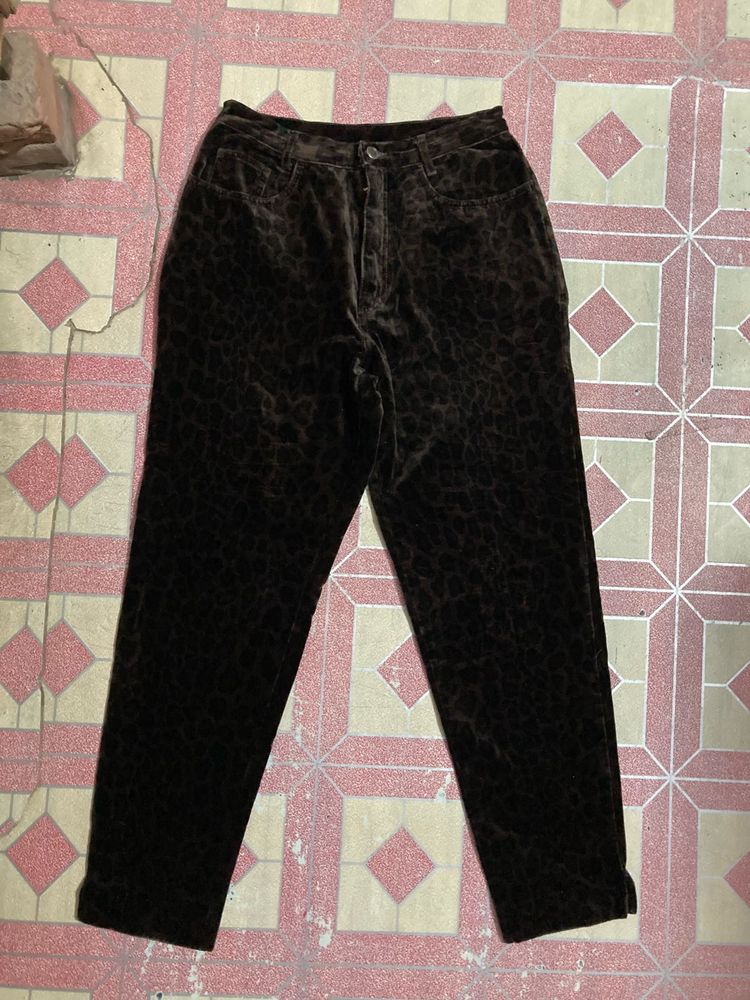 Velvet Animal Print Pants