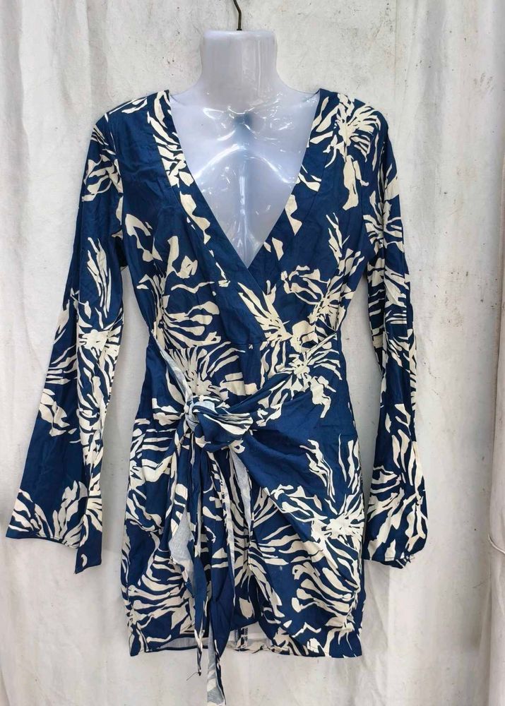 368. Blue Floral Wrap Dress