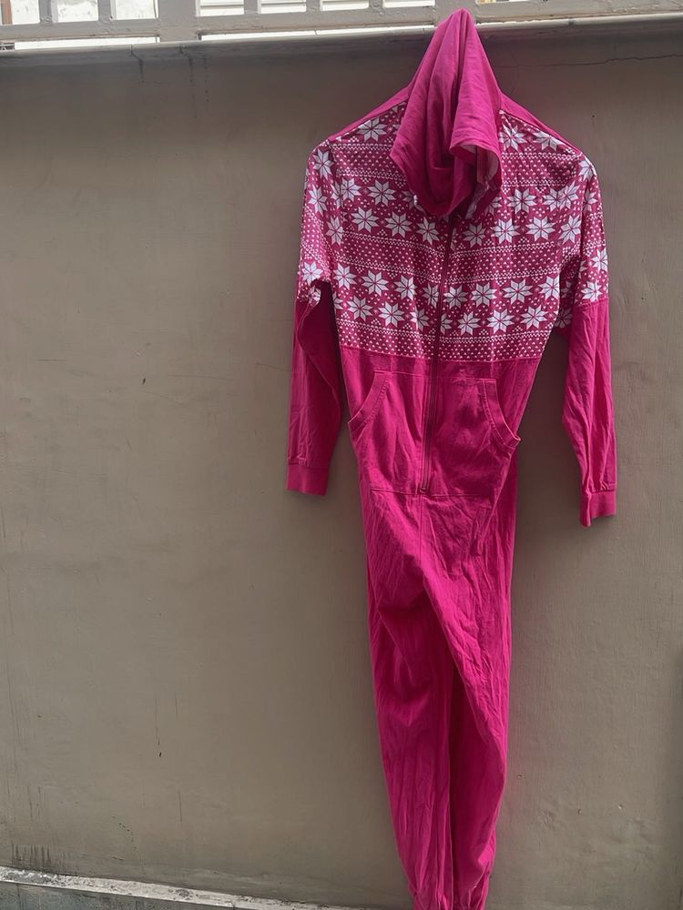 Cozy Pink Snowflake Sleepsuit