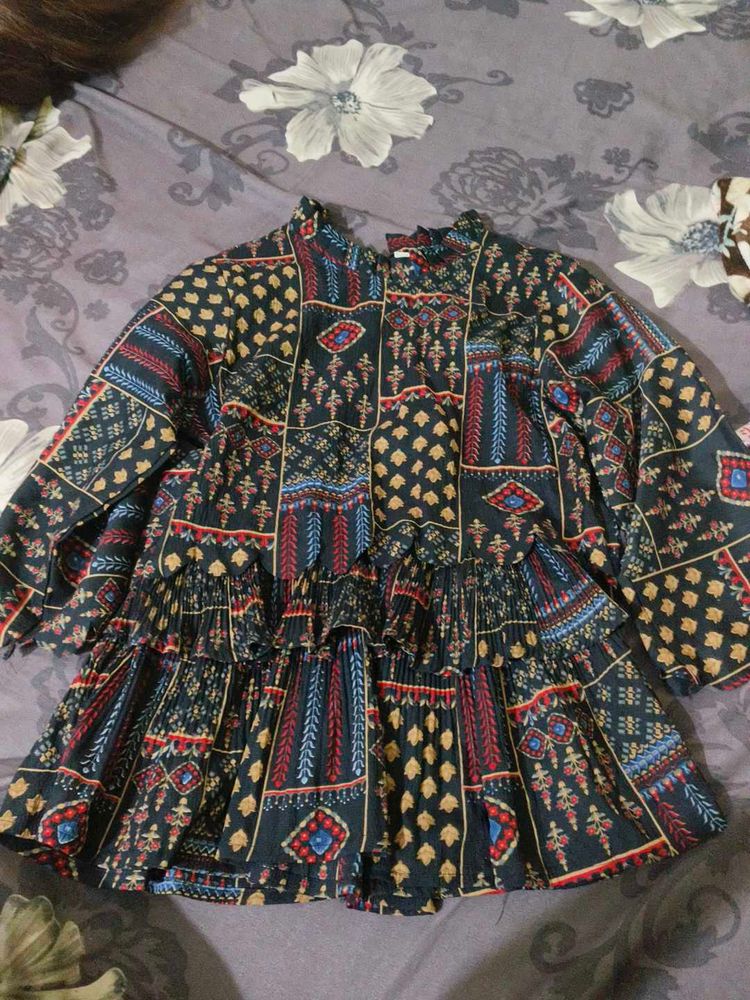 Boho Tiered Print Kurta Top
