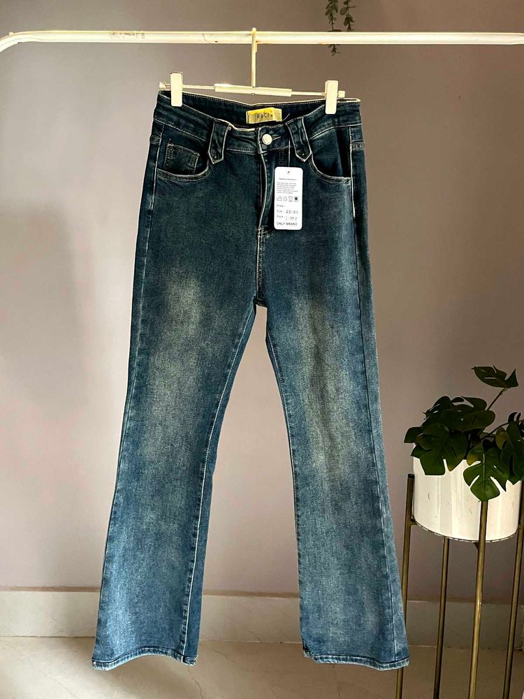 vintage washed flared denim