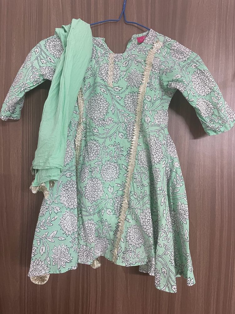 Pure Cotton Anarkali Dress With Dupatta