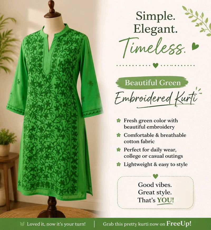 Beautiful Green Embroidered Georgette Kurti