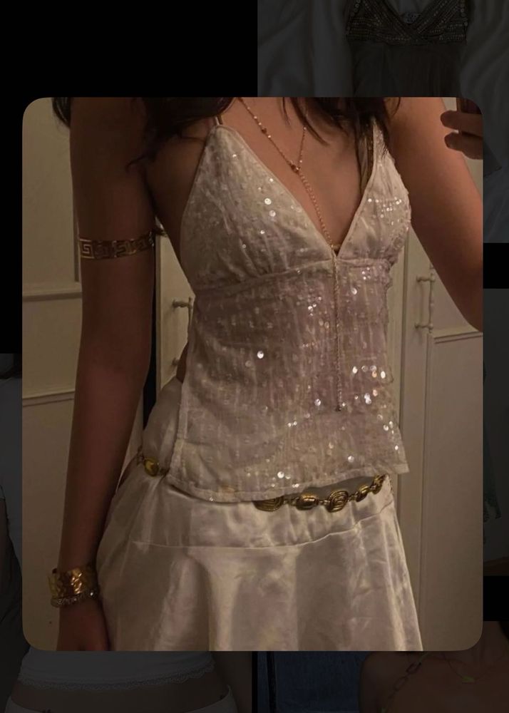Custom backless Sparkly Sequin halter top